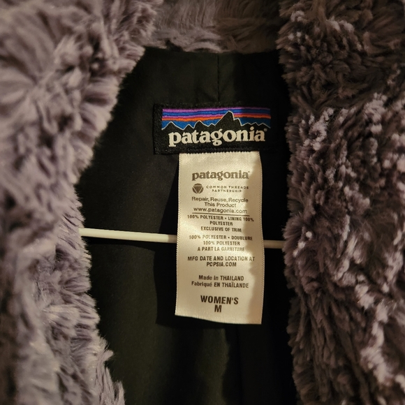 Patagonia Fuzzy Asymmetric Zip Up Teddy Vest Womens Medium Gray - Picture 4 of 6